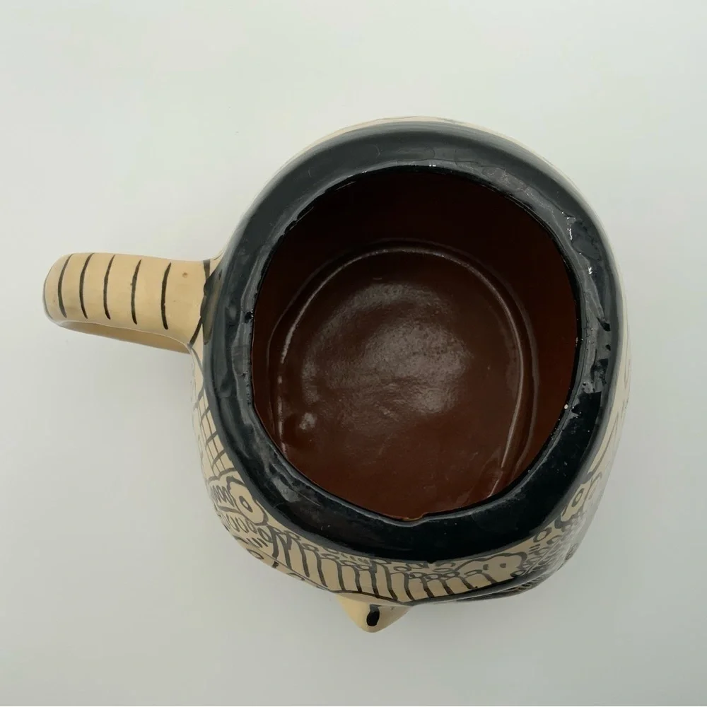 Handmade & Painted Sugar Skull Mug Red Clay Day of the Dead Dia De Los Muertos - Picture 8 of 8